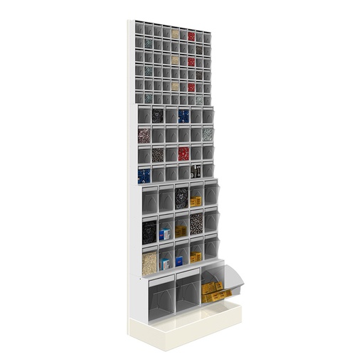 [042474] Soporte expositor metálico con base y con cajones Unibox - Dim.: 600x325x1750h mm - Gris ral 7035