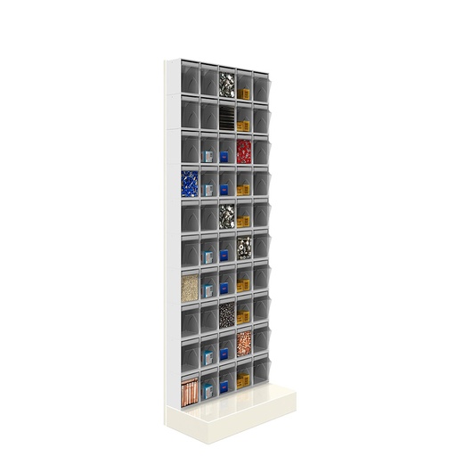 [042475] Soporte expositor metálico con base y con cajones Unibox - Dim.: 600x325x1750h mm - Gris ral 7035