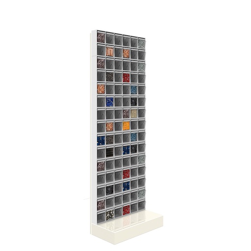 [042477] Soporte expositor metálico con base y con cajones Unibox - Dim.: 600x325x1750h mm - Gris ral 7035