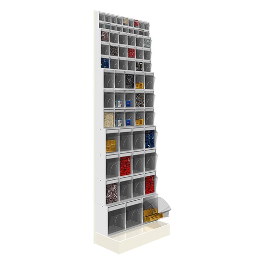 [042480] Soporte expositor metálico con base y con cajones Unibox - Dim.: 600x325x1950h mm - Gris ral 7035