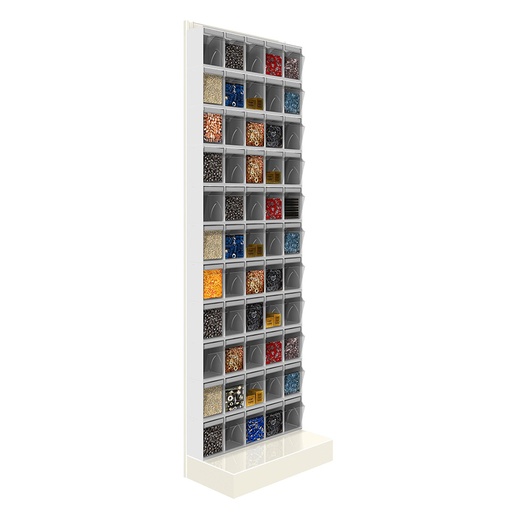 [042482] Soporte expositor metálico con base y con cajones Unibox - Dim.: 600x325x1950h mm - Gris ral 7035