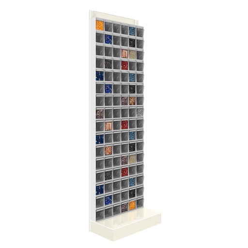 [042483] Soporte expositor metálico con base y con cajones Unibox - Dim.: 600x325x1950h mm - Gris ral 7035