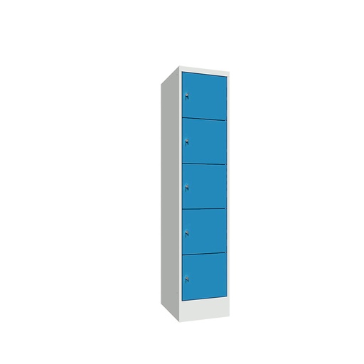 [042611] Consigna de 5 puertas con cerradura de llave - Dim.: 400x500x1850h mm - Gris ral 7035 + Azul ral 5012