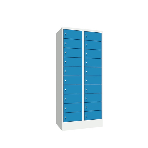 [042618] Consigna de 20 puertas con cerradura de llave - Dim.: 800x500x1850h mm - Gris ral 7035 + Azul ral 5012