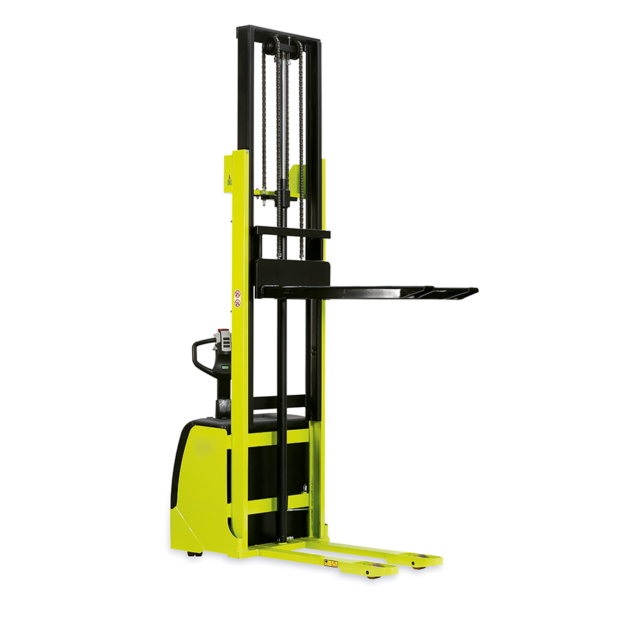 [042715] Apilador de tracción y elevación eléctrica con batería y cargador - Carga 1200 kg - Elevación 2500 mm - Verde Pantone 382C