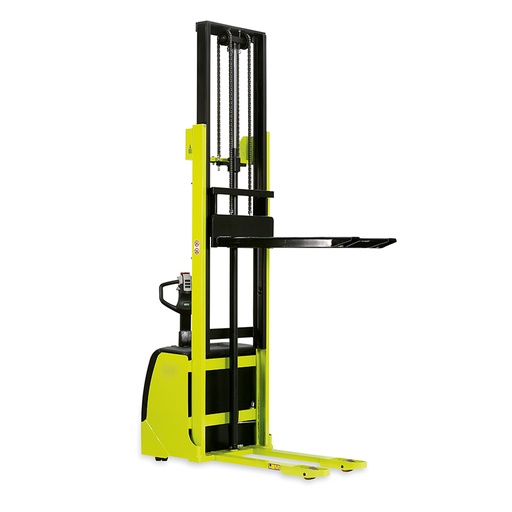 [042715] Apilador de tracción y elevación eléctrica con batería y cargador - Carga 1200 kg - Elevación 2500 mm - Verde Pantone 382C
