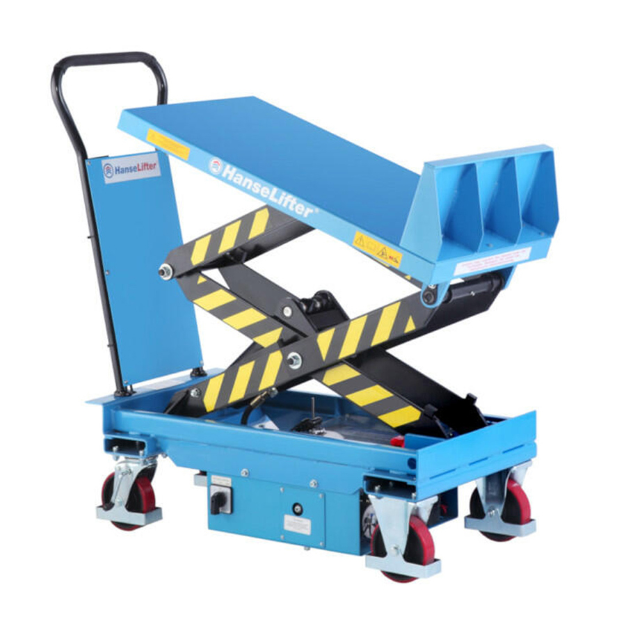 [042801] Mesa elevadora rodante de plataforma inclinable 45º - Traslación manual y elevación electrohidráulica - Carga 600 kg