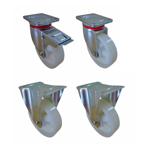 [042906] Set de 4 ruedas Ø 180h mm - Carga x rueda 850 Kg - Poliamida