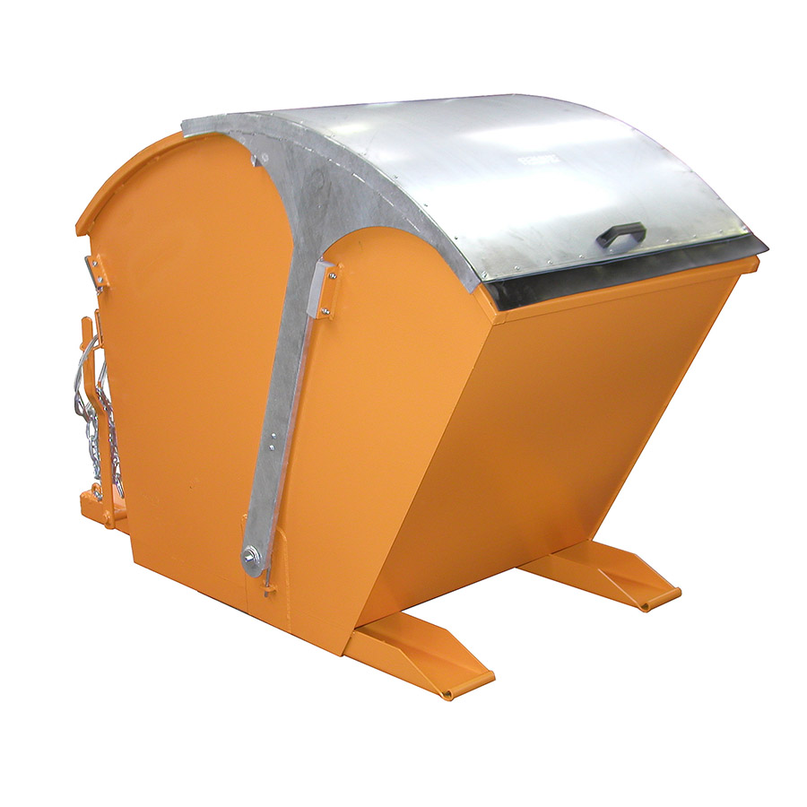 [042919] Contenedor metálico basculante con tapa arqueada 1 m³ - Dim.: 1750x955x1220h mm - naranja ral 2000