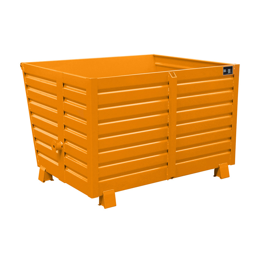 [042946] Contenedor metálico apilable y basculante mediante implante - Cap. 1,5 m³ - Dim.: 1200x1500x1000 mm - Naranja ral 2000