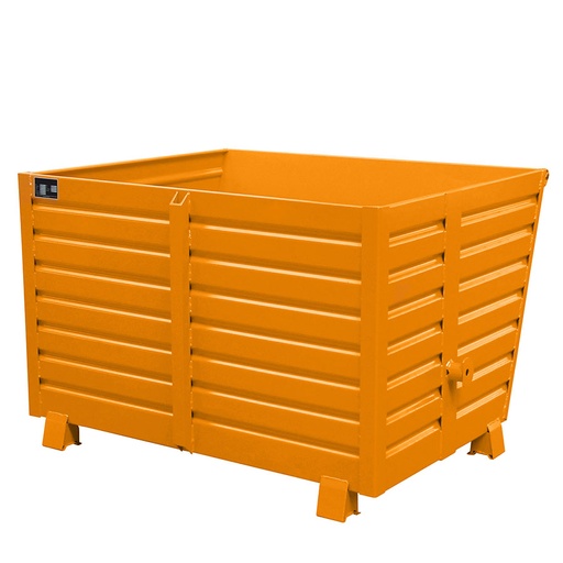 [042946] Contenedor metálico apilable y basculante mediante implante - Cap. 1,5 m³ - Dim.: 1200x1500x1000 mm - Naranja ral 2000