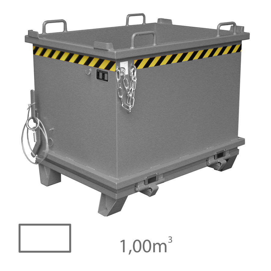 [042976] Contenedor de fondo abatible estándar - Capacidad 1 m³ - Dim.: 1035x1304x1160 mm - acero pintado