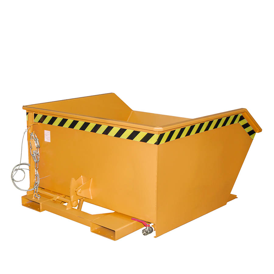 [042985] Contenedor auto-basculante con grifo y horquillas para carretilla - Capacidad 0,75 m³ - Dim.: 1440x1280x680h mm - naranja ral 2000