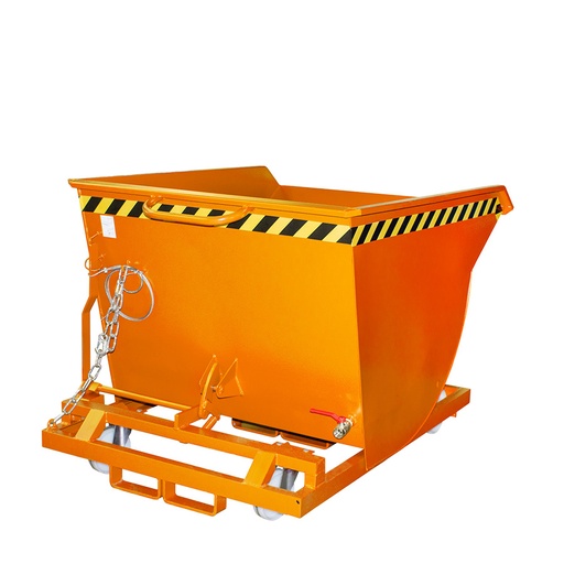 [042987] Contenedor auto-basculante con grifo y horquillas para carretilla - Capacidad 0,5 m³ - Dim.: 1300x1280x800h mm - naranja ral 2000