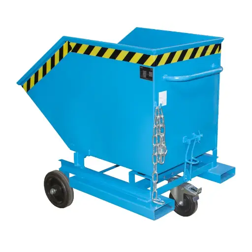 [042997] Contenedor auto-basculante con grifo y horquillas para carretilla - Capacidad 0,25 m³ - Dim.: 1120x820x990h mm - Azul ral 5012