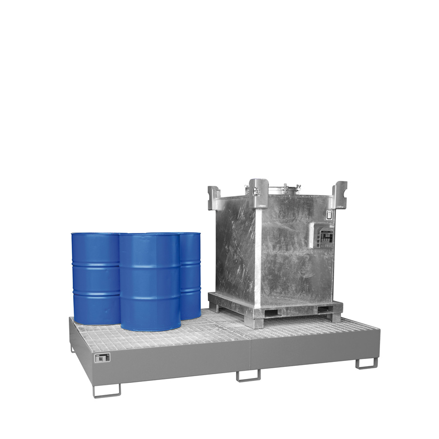 [043387] Cubeto de retención metálico con rejilla metálica - Cap.: 1000 lts. - Dim.: 2690x1650x375h mm - acero pintado