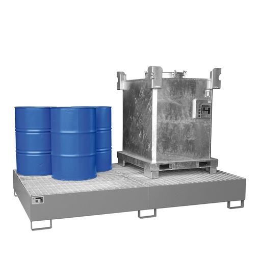 [043387] Cubeto de retención metálico con rejilla metálica - Cap.: 1000 lts. - Dim.: 2690x1650x375h mm - acero pintado