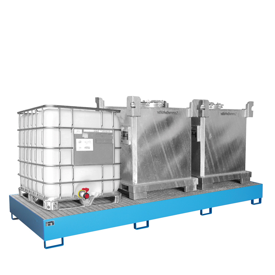 [043389] Cubeto de retención metálico con rejilla metálica - Cap.: 1000 lts. - Dim.: 3850x1300x340h mm - acero pintado