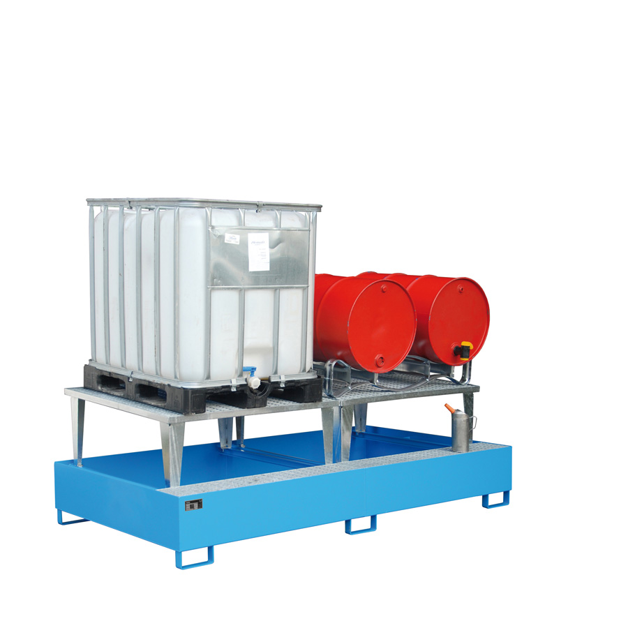 [043391] Cubeto de retención metálico con 2 soportes elevadores - Cap.: 1000 lts. - Dim.: 2650x1460x863h mm - acero pintado