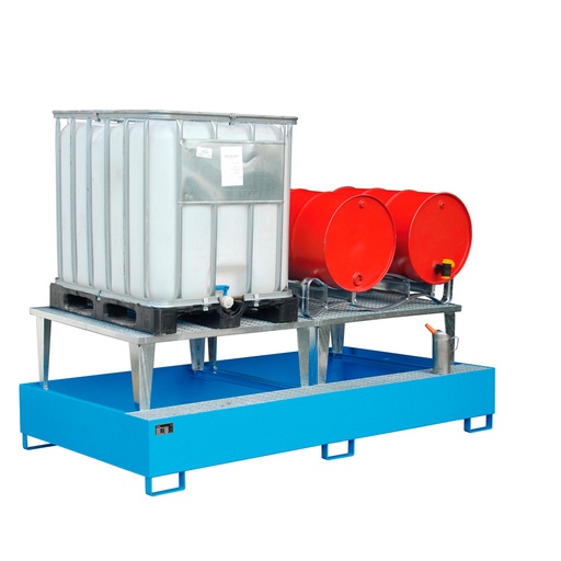 [043391] Cubeto de retención metálico con 2 soportes elevadores - Cap.: 1000 lts. - Dim.: 2650x1460x863h mm - acero pintado