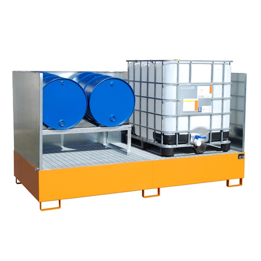 [043404] Cubeto de retención metálico con paredes y rejilla - Cap.: 1000 lts. - Dim.: 2650x1300x1435h mm - acero pintado