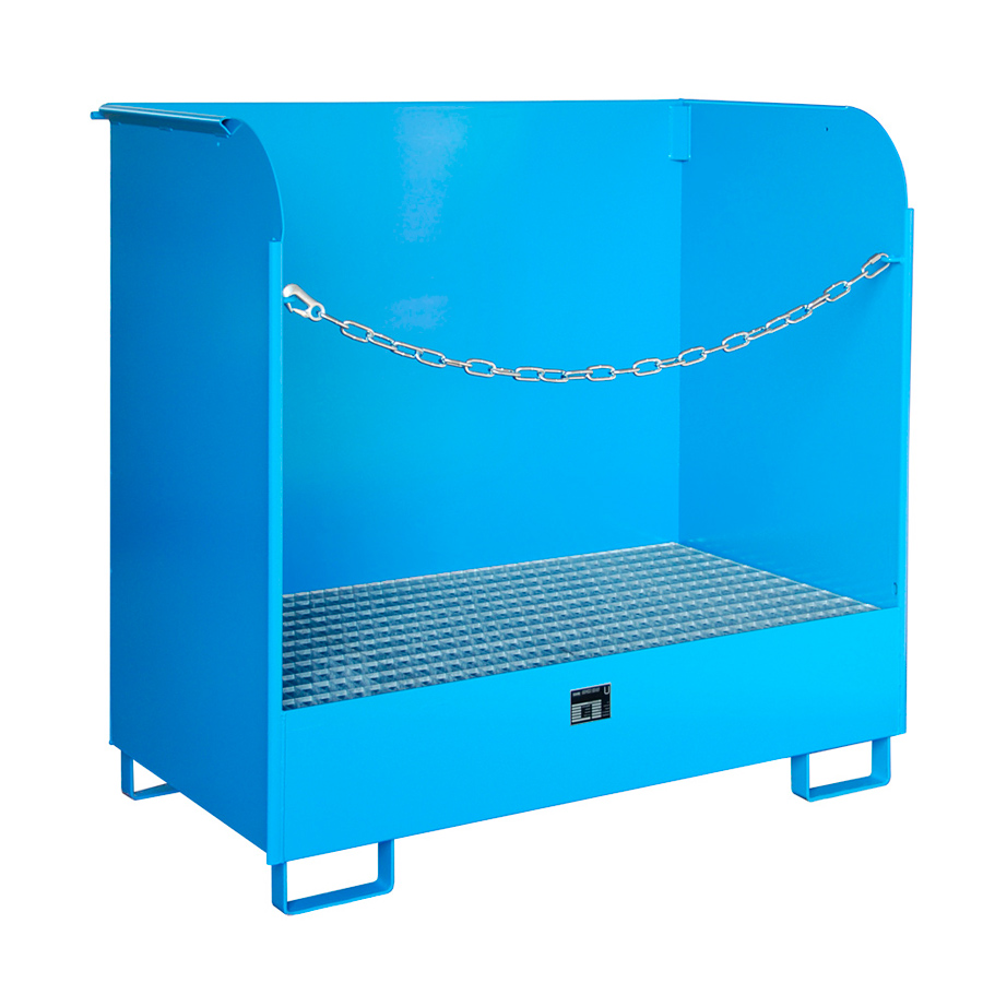 [043456] Cubeto de retención metálico con 3 paredes perimetrales - Dim.: 1420x800x1365h mm - acero pintado