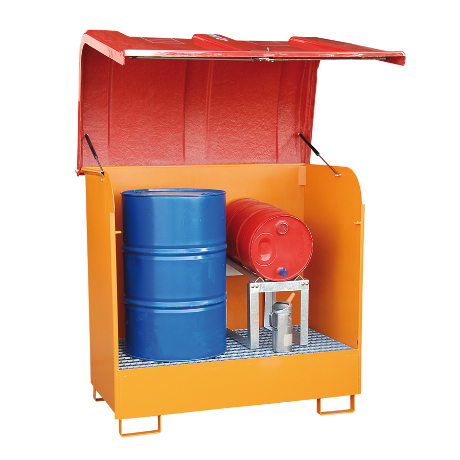 [043458] Cubeto de retención metálico con paredes y tapa - Dim.: 1455x830x1450h mm - acero pintado