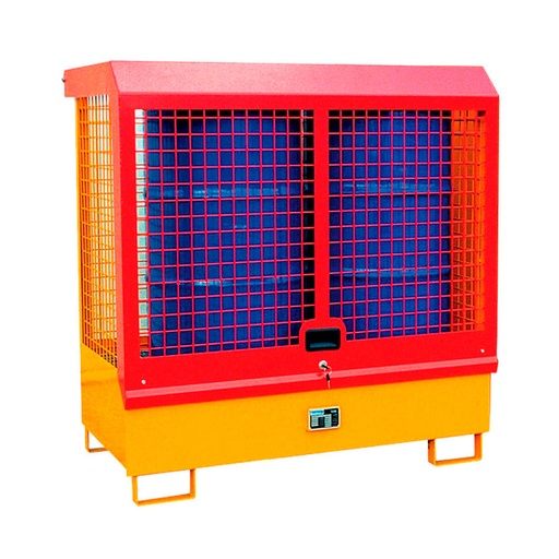 [043460] Cubeto de retención metálico con paredes y tapa rejada - Dim.: 1450x815x1370h mm - acero pintado