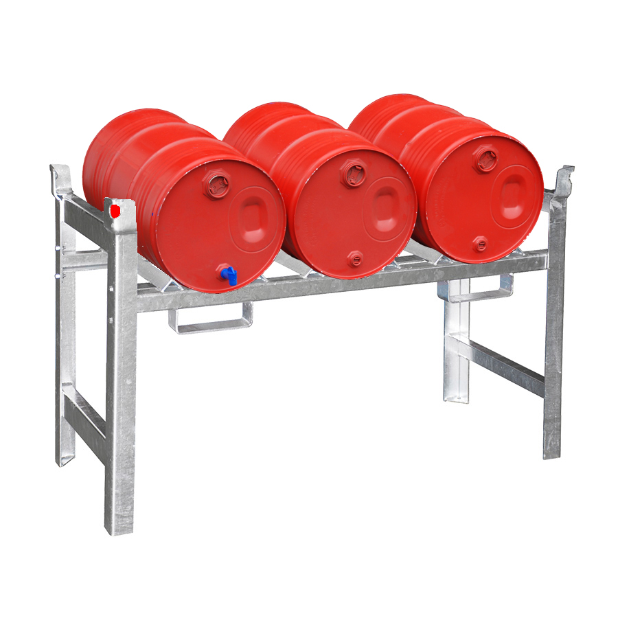 [043487] Módulo metálico remontable para almacenamiento de 3 barriles de 60 lts - Dim.: 1380x580x850h - acero galvanizado