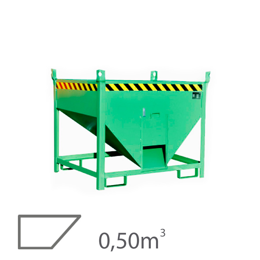 [043557] Contenedor de silo para vaciado con trampilla lateral - Capacidad 0,50 m3 - Dim.: 1000x1200x1025 mm - acero pintado