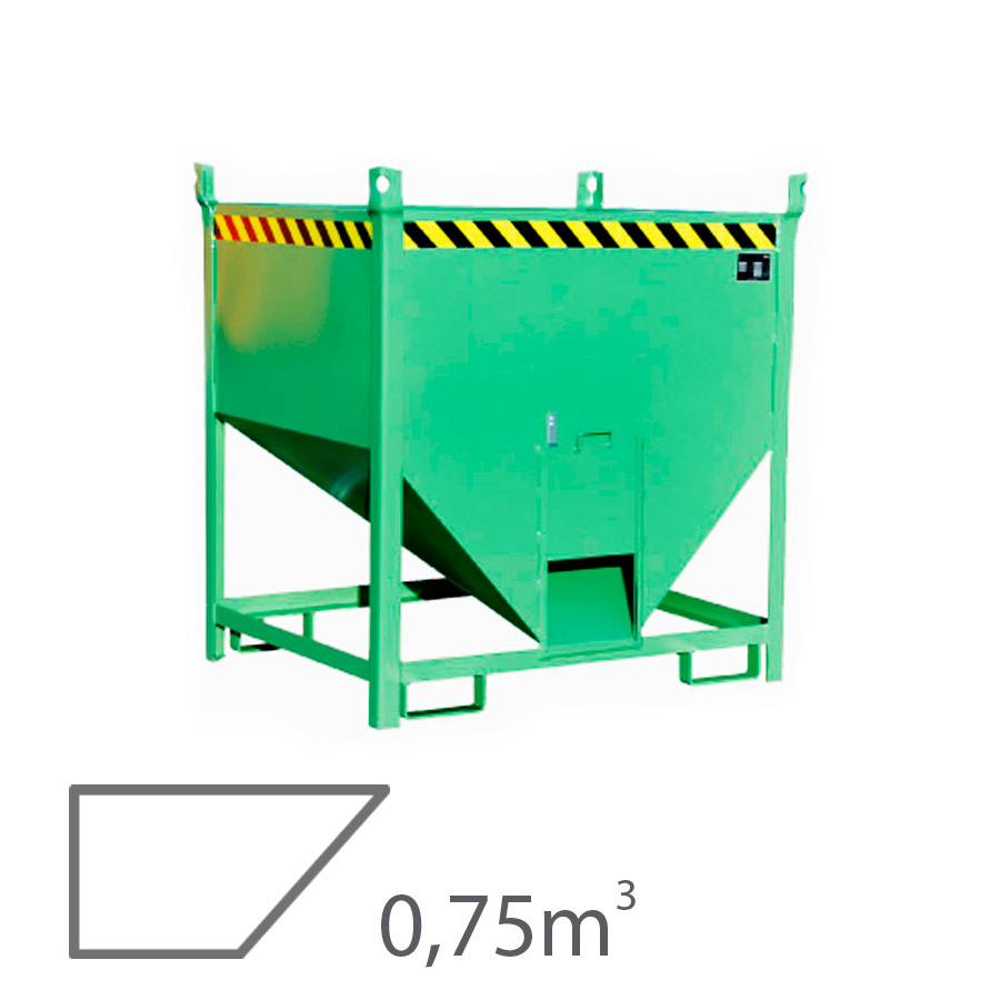 [043559] Contenedor de silo para vaciado con trampilla lateral - Capacidad 0,75 m3 - Dim.: 1000x1200x1260 mm - acero pintado