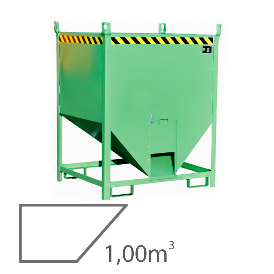 [043561] Contenedor de silo para vaciado con trampilla lateral - Capacidad 1,00 m3 - Dim.: 1000x1200x1495 mm - acero pintado