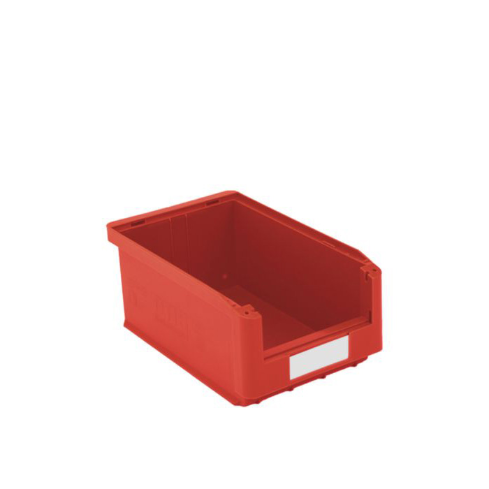 [043632] Caja plástica para almacén con abertura frontal - Dim.: 210x350x145h mm - rojo