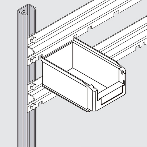 [044014] Soporte vertical para sujeción a pared de cajas con abertura frontal Openbox SK - Dim.: 35x25x1200h mm - Galvanizado