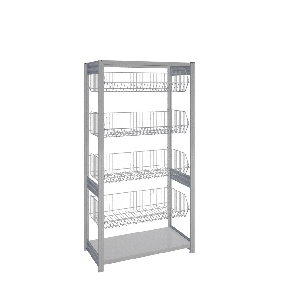 [044224] Estantería industrial con 4 estantes tipo cesta - Dim.: 1058x524x2000h mm - Galvanizado