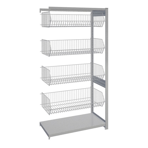 [044225] Módulo adicional de estantería industrial con 4 estantes tipo cesta - Dim.: 1008x524x2000h mm - Galvanizado