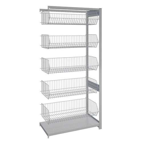 [044227] Módulo adicional de estantería industrial con 5 estantes tipo cesta - Dim.: 1008x524x2200h mm - Galvanizado