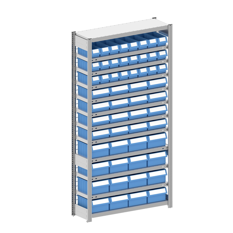 [044325] Estantería metálica con 56 cajas Regalbox RK - Dim.: 1058x324x2000h mm - Galvanizado