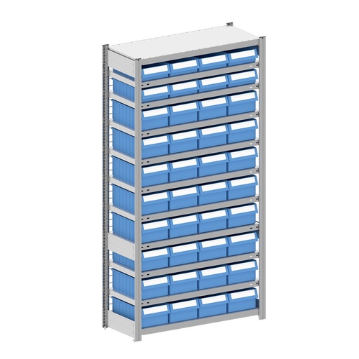 [044339] Estantería metálica con 40 cajas Regalbox RK - Dim.: 1058x424x2000h mm - Galvanizado 