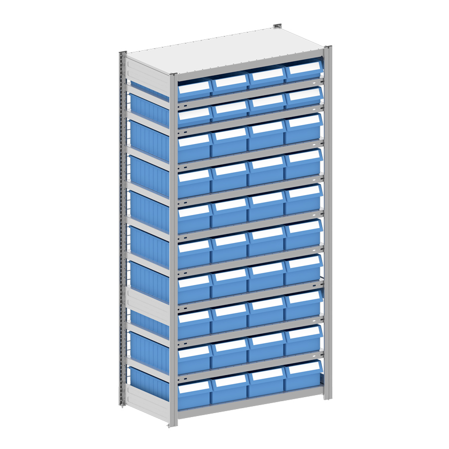 [044341] Estantería metálica con 40 cajas Regalbox RK - Dim.: 1058x524x2000h mm - Galvanizado 