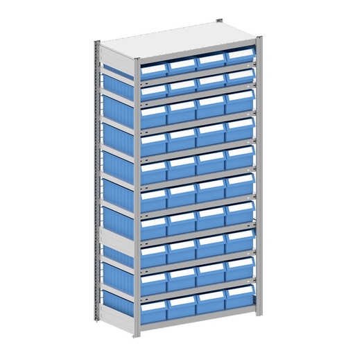 [044341] Estantería metálica con 40 cajas Regalbox RK - Dim.: 1058x524x2000h mm - Galvanizado 