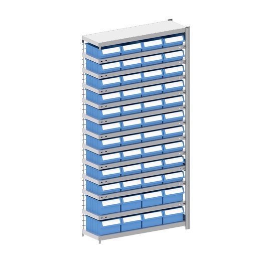 [044346] Módulo adicional de estantería metálica con 48 cajas Regalbox RK - Dim.: 1008x324x2000h mm - Galvanizado 