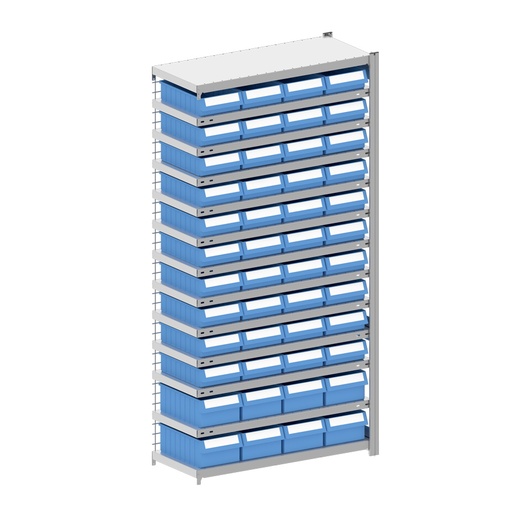 [044348] Módulo adicional de estantería metálica con 48 cajas Regalbox RK - Dim.: 1008x424x2000h mm - Galvanizado 