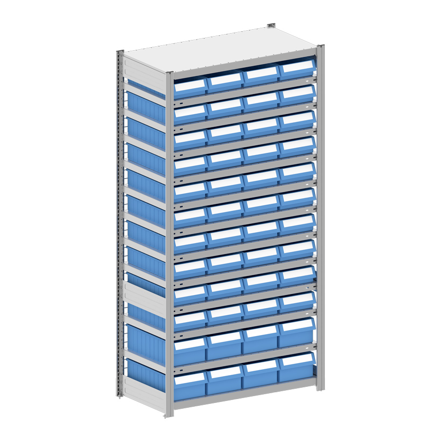 [044349] Estantería metálica con 48 cajas Regalbox RK - Dim.: 1058x524x2000h mm - Galvanizado 