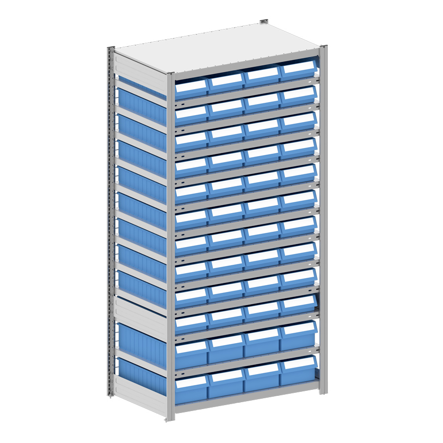 [044351] Estantería metálica con 48 cajas Regalbox RK - Dim.: 1058x624x2000h mm - Galvanizado 