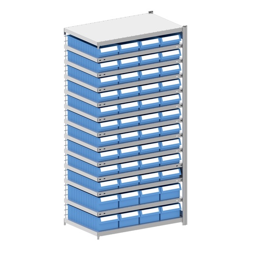 [044352] Módulo adicional de estantería metálica con 48 cajas Regalbox RK - Dim.: 1008x624x2000h mm - Galvanizado 