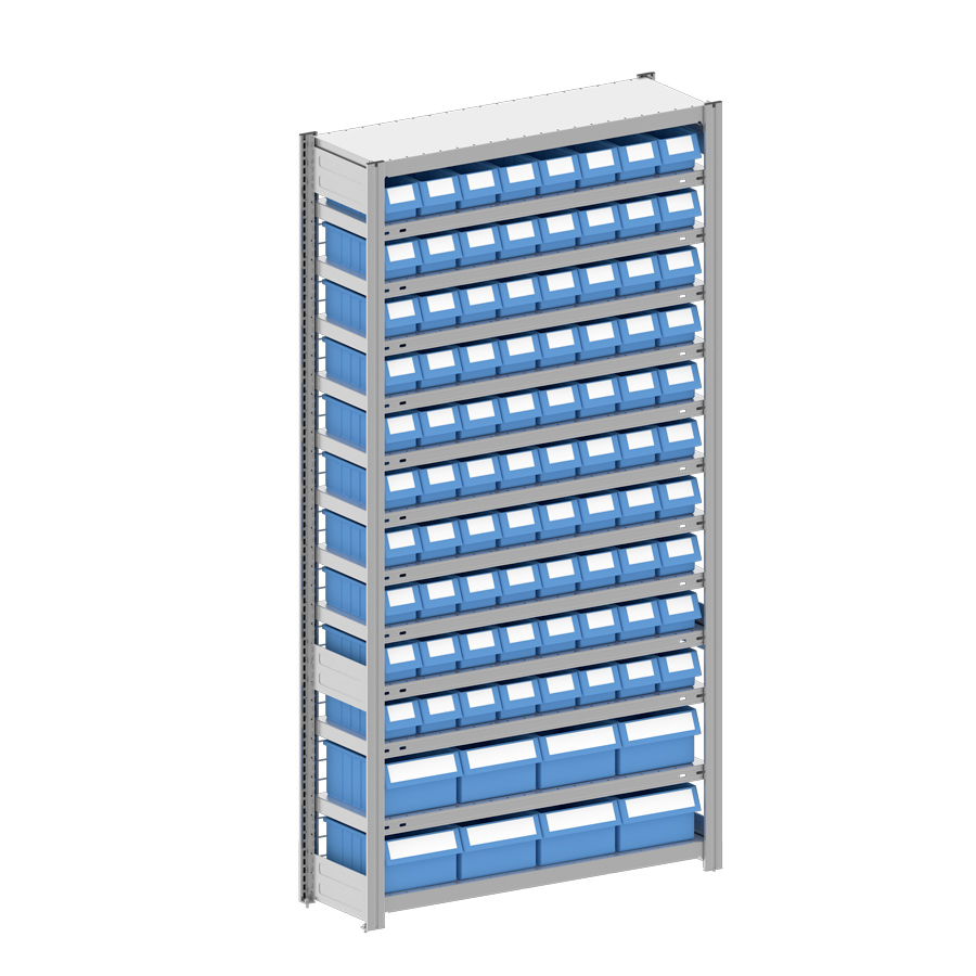 [044353] Estantería metálica con 88 cajas Regalbox RK - Dim.: 1058x324x2000h mm - Galvanizado 
