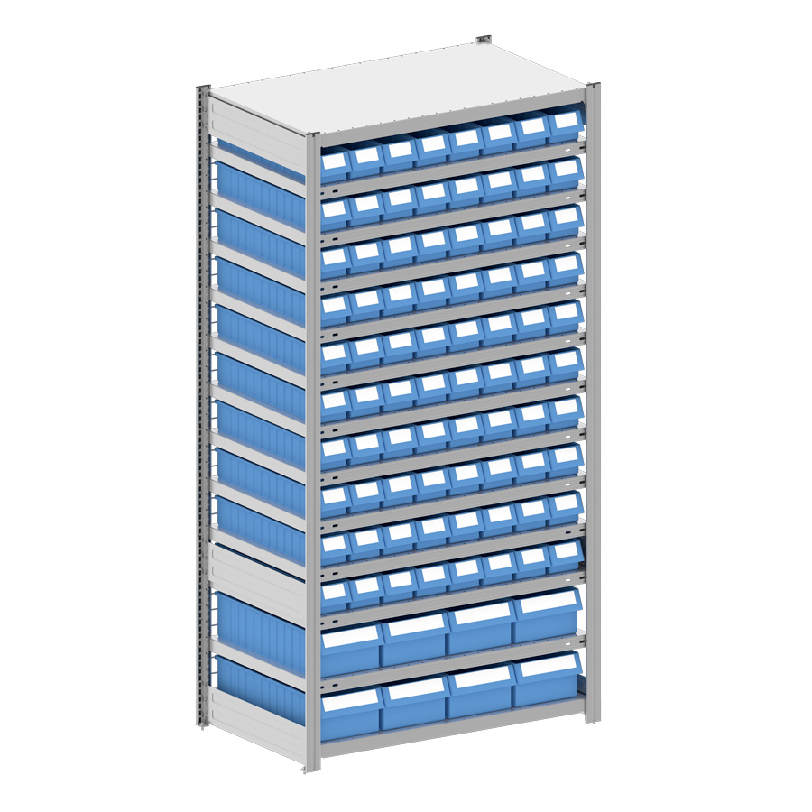 [044359] Estantería metálica con 88 cajas Regalbox RK - Dim.: 1058x624x2000h mm - Galvanizado 
