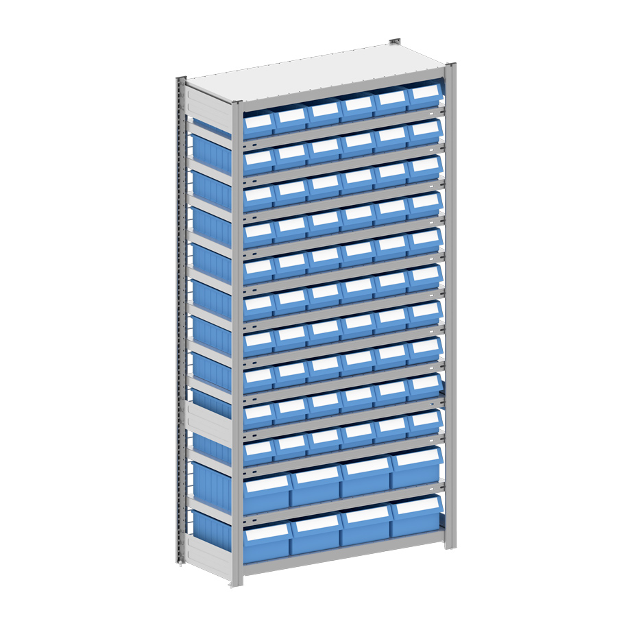 [044363] Estantería metálica con 68 cajas Regalbox RK - Dim.: 1058x424x2000h mm - Galvanizado 