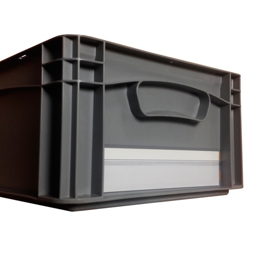 [044371] Etiquetero plástico con adhesivo para caja o contenedor - Dim.: 210x50h mm - Transparente